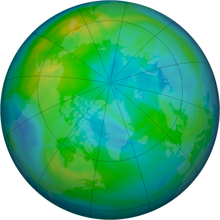Arctic ozone map for 20 October 2010